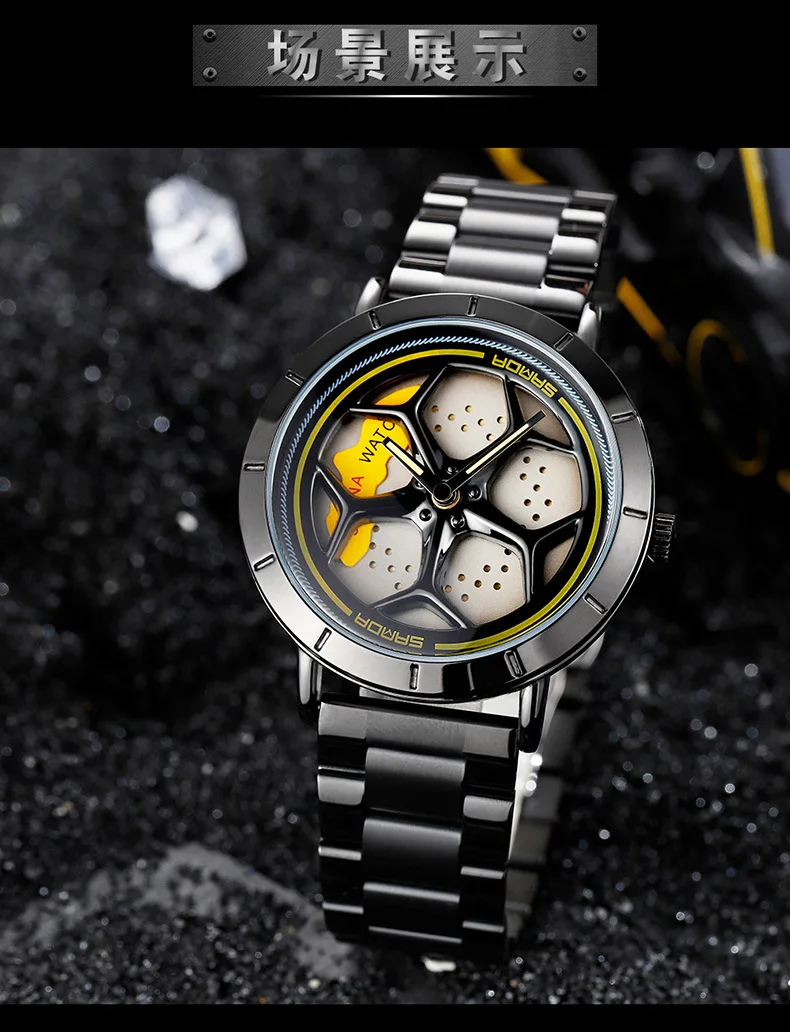 

SANDA Personality Watch Top Brand Luxury Men's Wristwatch Steel Belt Waterproof Creative Rotating Men's Clock Relogio Masculino
