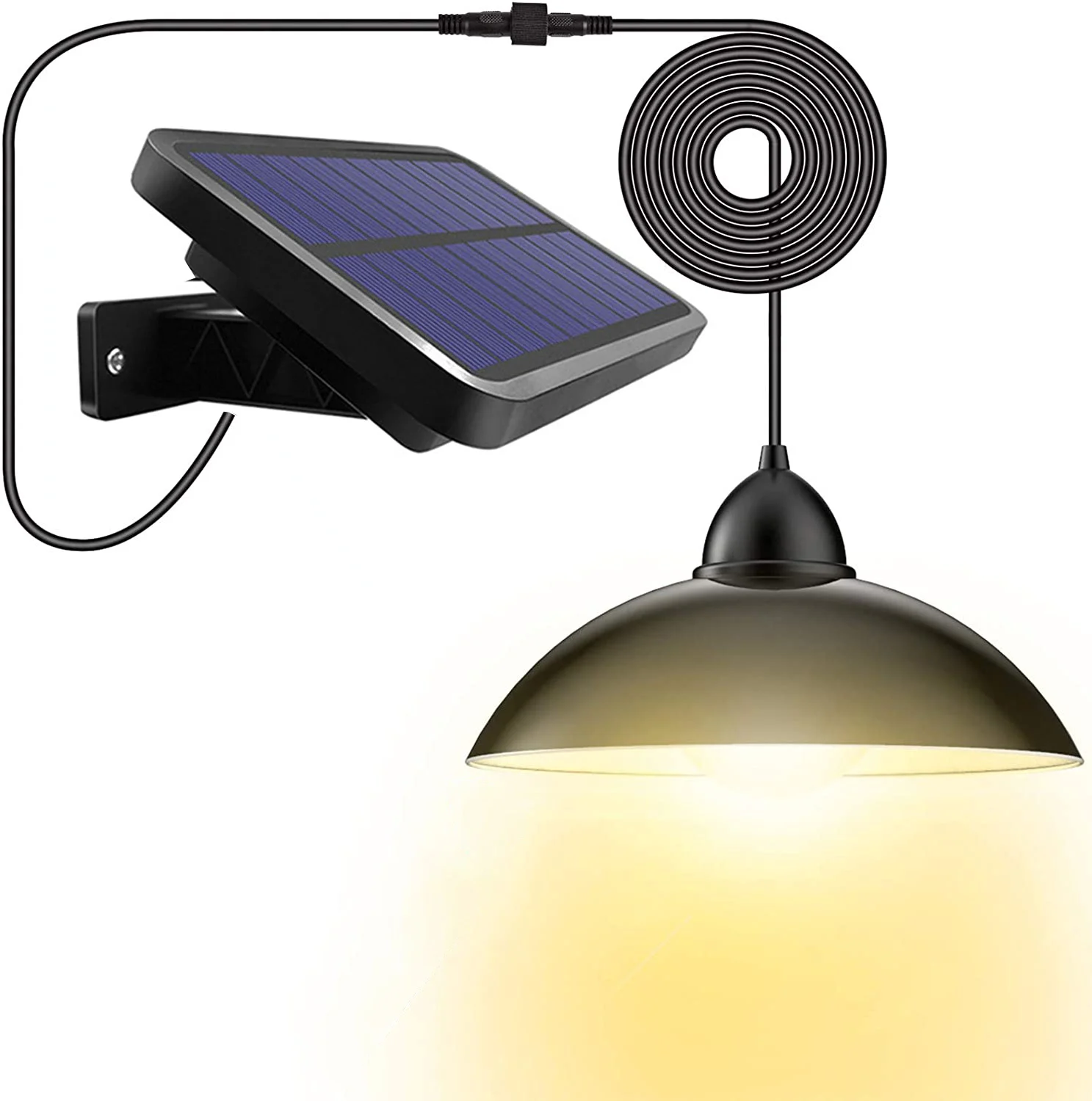 

Solar Lights Outdoor IP65 Waterproof 16.4Ft Cord LED Pendant Light 180 Wide Adjustable Solar Panel Home Yard Garden Warm White