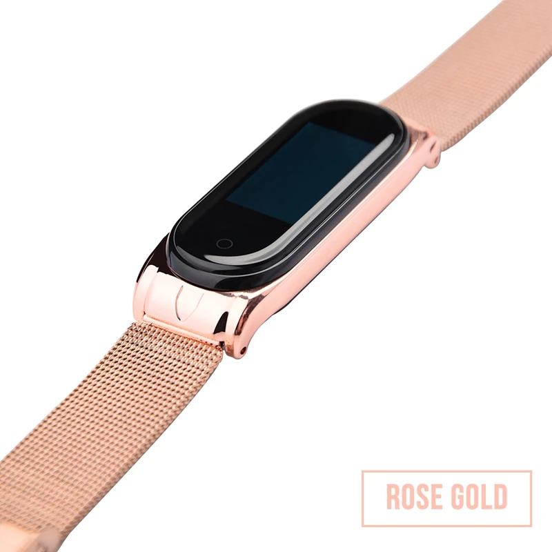 Rose Hangrui mi Band 4 сменный металлический ремешок на запястье для Xiaomi mi Band 4 3 Xio mi браслет из нержавеющей стали 4 mi 3 браслет - Color: Rose