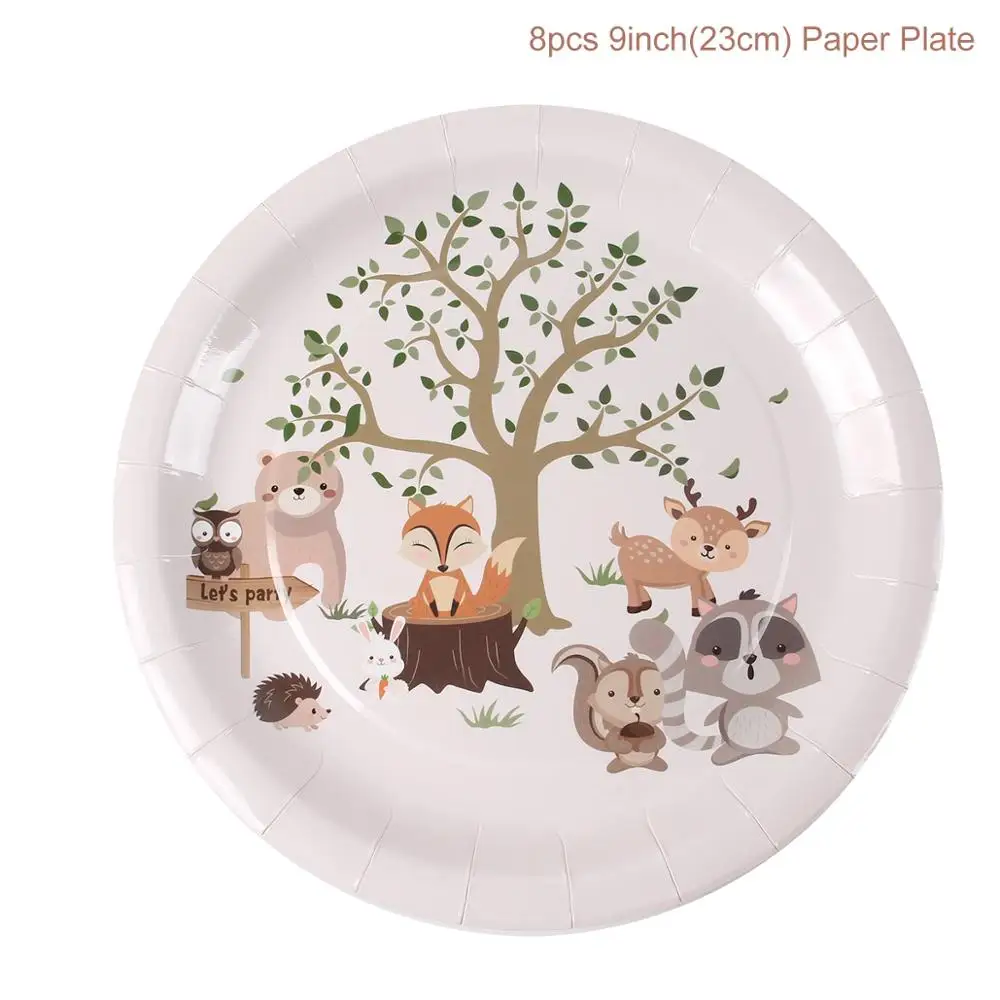 9inch Plate 8pcs Звездный лес, животные, джунгли, лес, сделай сам, Вечерние Декорации, Лесной лес, день рождения, вечеринка для ребенка, Декор, детский день рождения, принадлежности для вечеринки - Цвет: 9inch Plate 8pcs