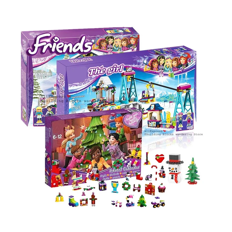 

2019 New Girl Friends Ski Winter Holiday Village Christmas Set Building Block Bricks Xmas Gift With 41324 41323 41322 No Box