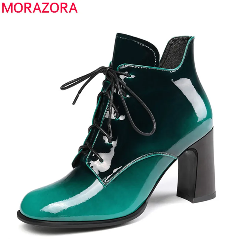 MORAZORA/2020 г. Новое поступление женские ботильоны осенне-зимние модельные туфли из