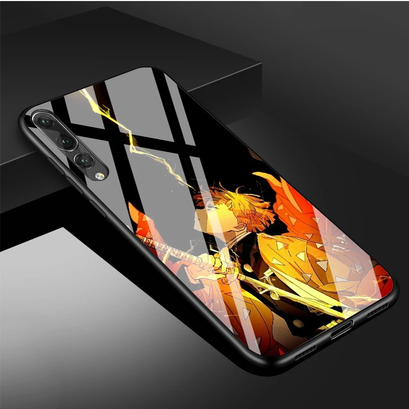 Anime Demon Slayer Kimetsu Không Yaiba DIY Cao Cấp Kính Cường Lực Điện Thoại Ốp Lưng Cho Huawei P20 P30 P40 Lite PRO Giao Phối 20 30 Lite Pro pu case for huawei Cases For Huawei