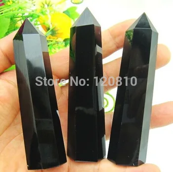

3pcs New Pretty Natural obsidian Quartz Crystal single Terminated Wand Healing #