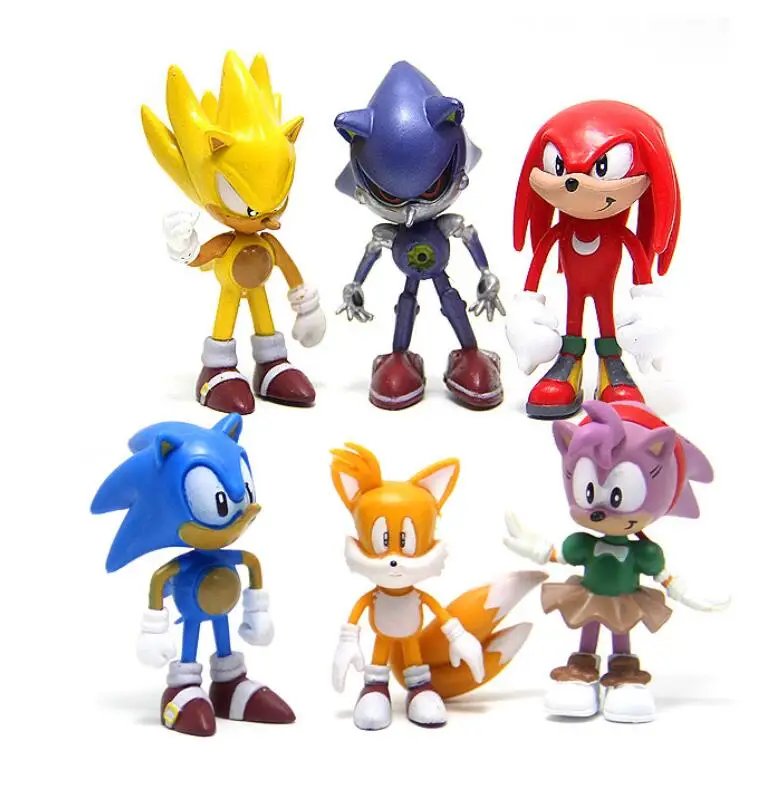 Супер Sonic зубная щётка фигурку высокое качество Kawaii Эми Ежик хвосты металлическая фигурка Sonic Пластик модель детский день рождения фигурка торта модель игрушки