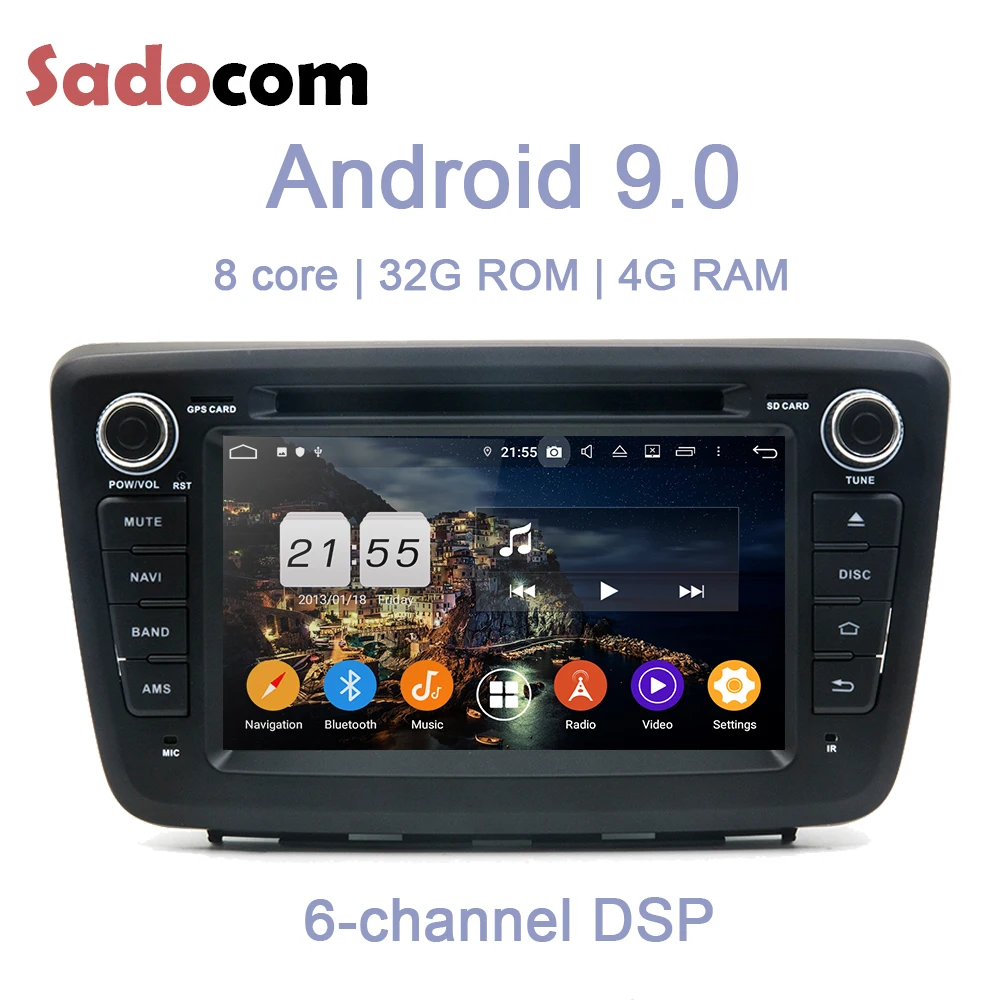 Top DSP 1 din Android 9.0 4G RAM 8 core 32G Car DVD Player GPS Map RDS Radio wifi BT 4.0 DVR Camera TV For SUZUKI Baleno 2016 - 2018 3