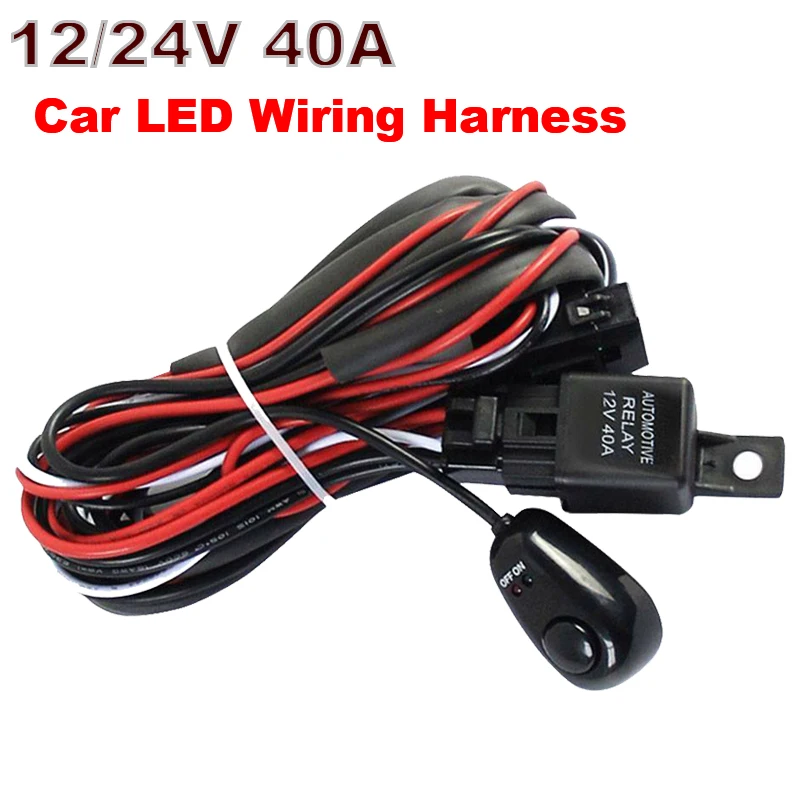 

12V/24V Wiring Harness LED indicators Switch Auto DRL Controller 40A Hareness Relay Fuse Kit Wiring Loom Harness