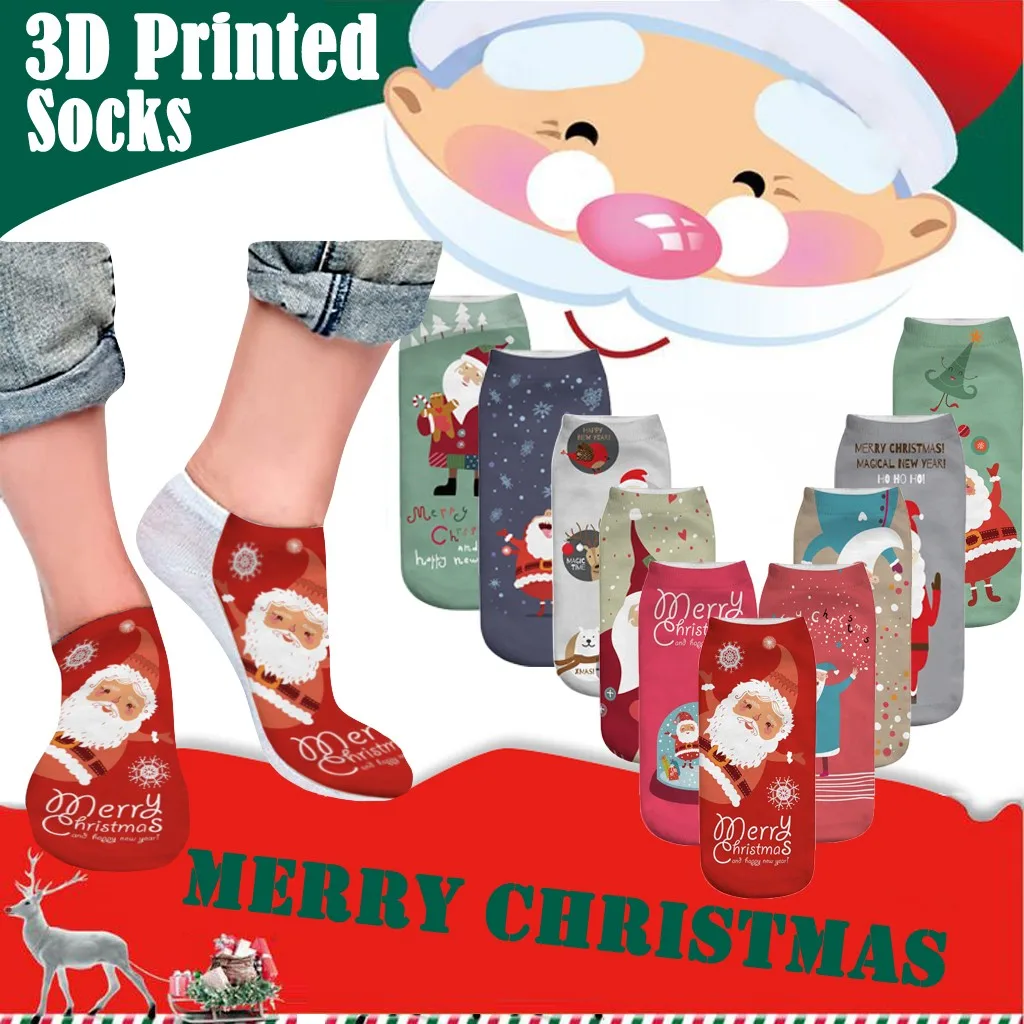 Носки Рождественский подарок рождественские носки женские kerstsokken 3D Санта и олень