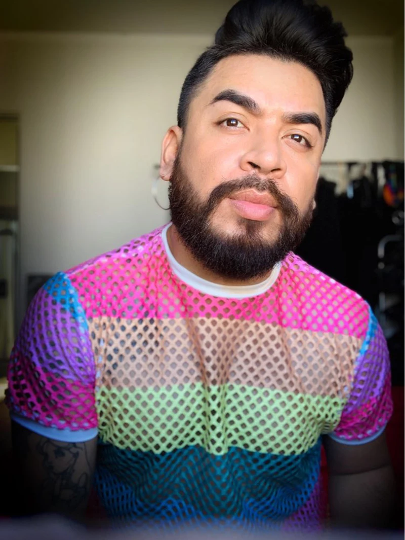 rainbow fishnet shirt