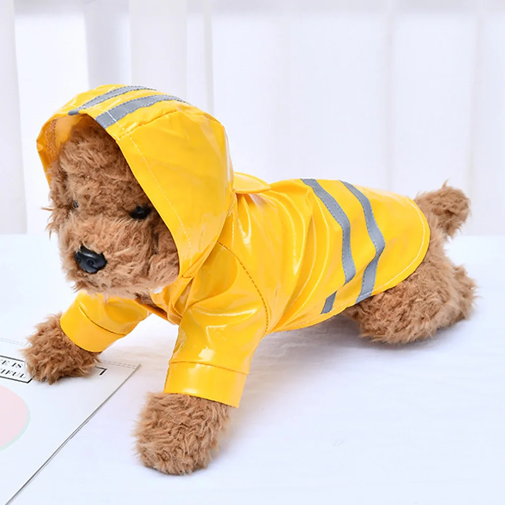 Waterproof Pet Dog Raincoat Puppy Rain Coat with Hood Reflective Waterproof Dog Clothes Grey Reflective Raincoa for Pet S/M/L/XL - Цвет: Цвет: желтый