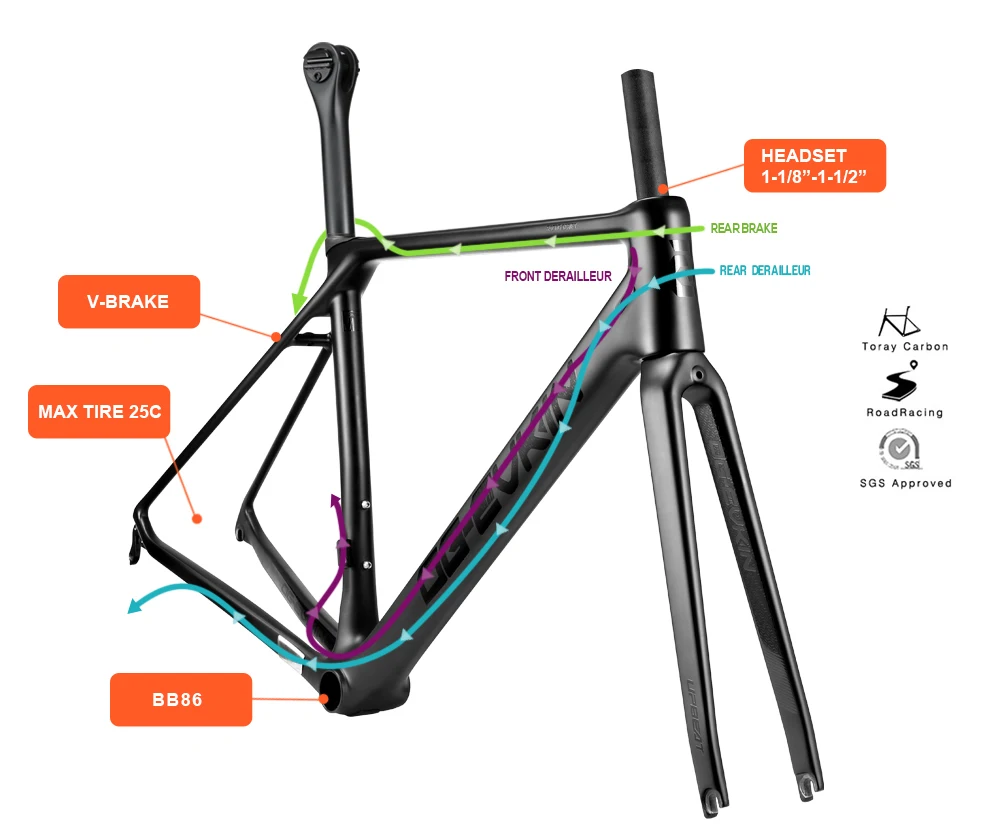 Top OG-EVKIN CF-025 Carbon Road Frame V-Brake Bicycle Frame BB86 Carbon Frame Di2&Mechanical Bike Frame Telaio Carbonio Strada 2019 2 Top OG-EVKIN CF-025 Carbon Road Frame V-Brake Bicycle Frame BB86 Carbon Frame Di2&Mechanical Bike Frame Telaio Carbonio Strada 2019 2