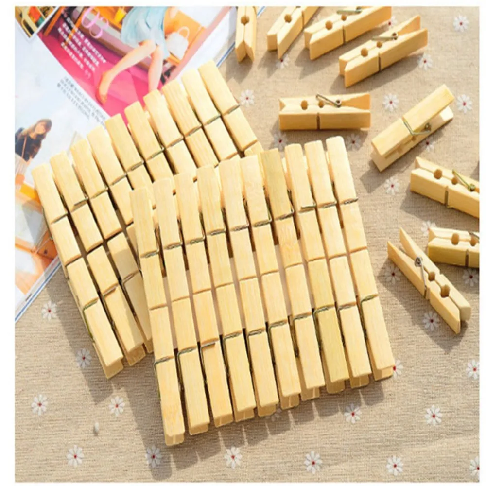 20PCS/SET Multifunctional Simple Home Essential Convenient Laundry Natural Bamboo Windbreak Clips Fashion Clothes Pegs