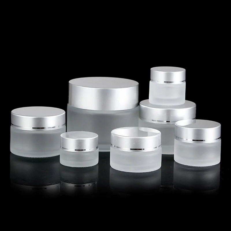 

7 Sizes Frosted Glass Empty Cosmetic Container Portable Travel Lotion Face Cream Jar Pots Pro Beauty Makeup Refillable Bottles