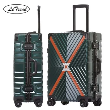 

LeTrend High capacity Aluminum Frame Creative Rolling Luggage Spinner Suitcase Wheels 20 inch Black Carry on Trolley Travel Bag