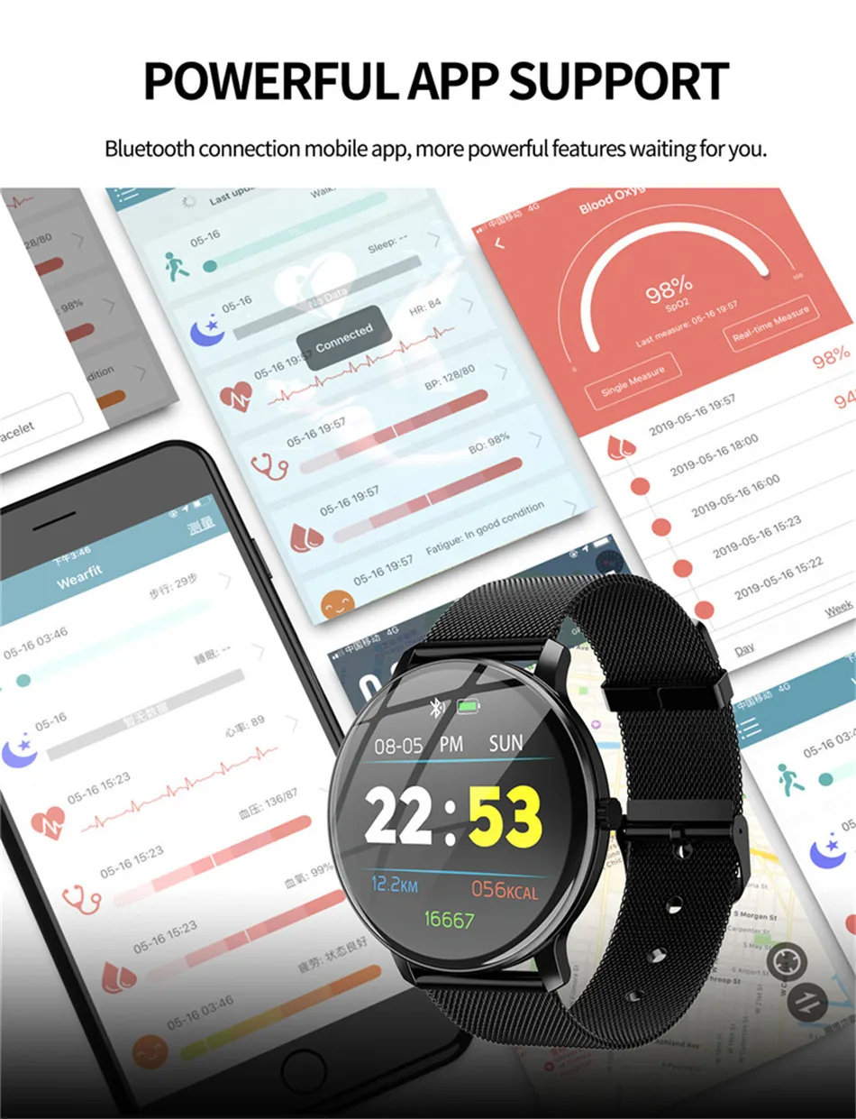 GEJIAN Модные Смарт-часы браслет Bluetooth шаг сердечного ритма кровяное давление кислородный мониторинг сна водонепроницаемые спортивные часы