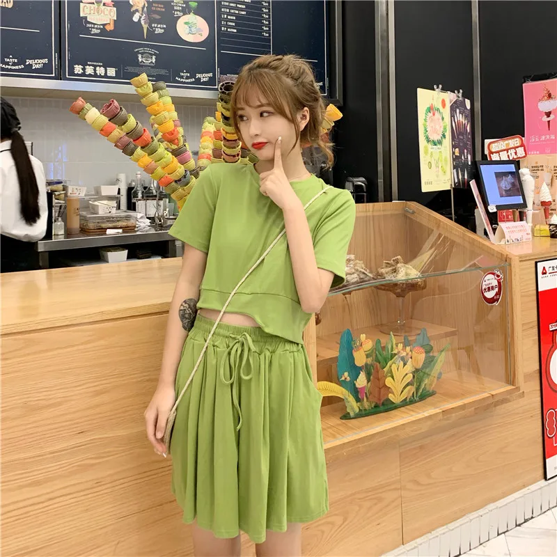 

Two-Piece Set Women's 2019 Online Celebrity Fashion Short-height Outfit Western Style by Age Loose Pants Summer
