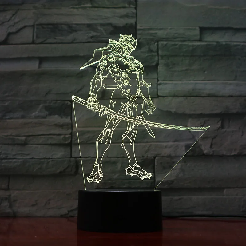 Игра Overwatch детский ночной Светильник СВЕТОДИОДНЫЙ Датчик Shimada Genji фигурка домашний Декор лампа праздничный подарок OW настольная Ночная лампа для спальни