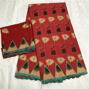 

African Lace Fabric 2020 High Quality Nigerian 100% Cotton Embroidery French Lace Fabrics For Women Party dress 5+2Yards/set