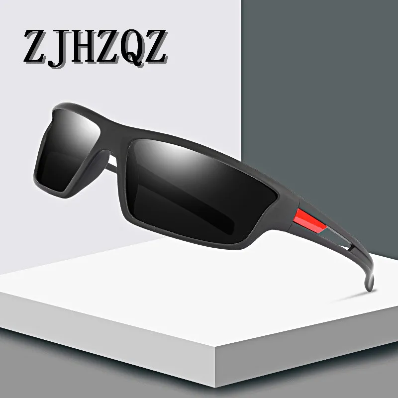 ZJHZQZ Мужские квадратные поляризованные очки для рыбалки, модные солнцезащитные очки для вождения, для спорта на открытом воздухе, для гольфа, женские очки для бега