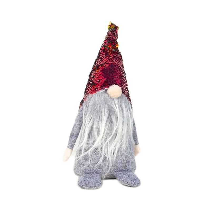 Шведский Рождественский Санта нордический эльф плюшевый гном кукла Фигурка орнамент шляпа с пайетками карманный домашний праздник украшения - Цвет: F