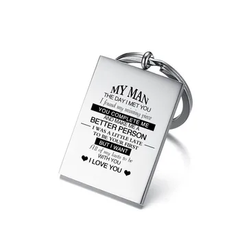 

Vnox Stainless Steel Mens Key Chain Custom Engraving MY MAN I WANT All of my lasts to be WITH YOU Promise Love Gifts for Husband