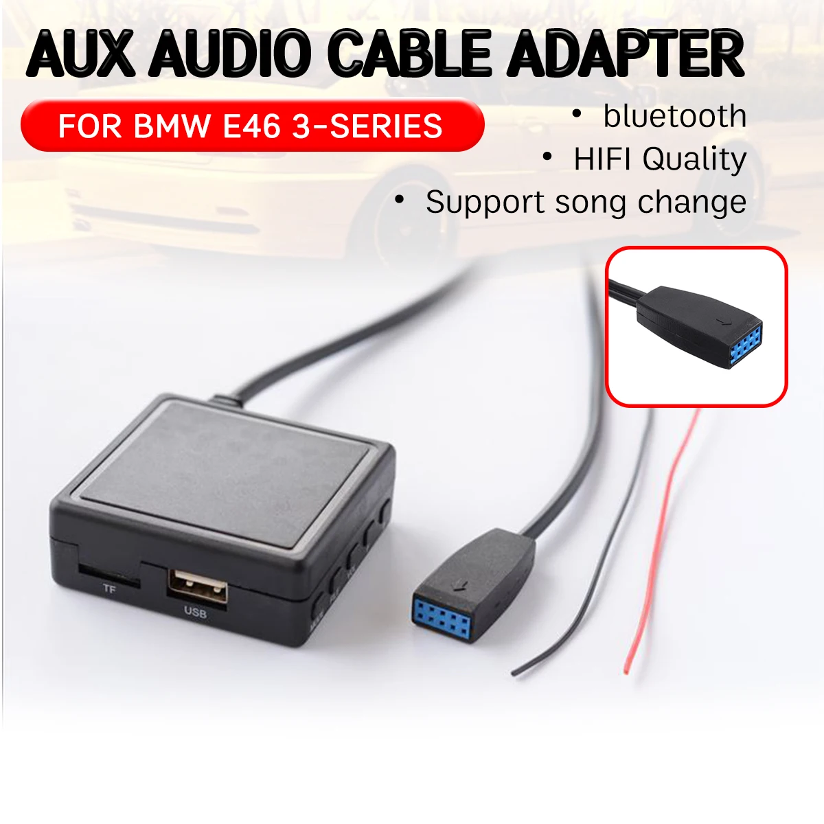 Для BMW E46 2002 2003 2004-2006 кабель с USB микрофон Hands-free Aux адаптер для 10 Pin CD головное