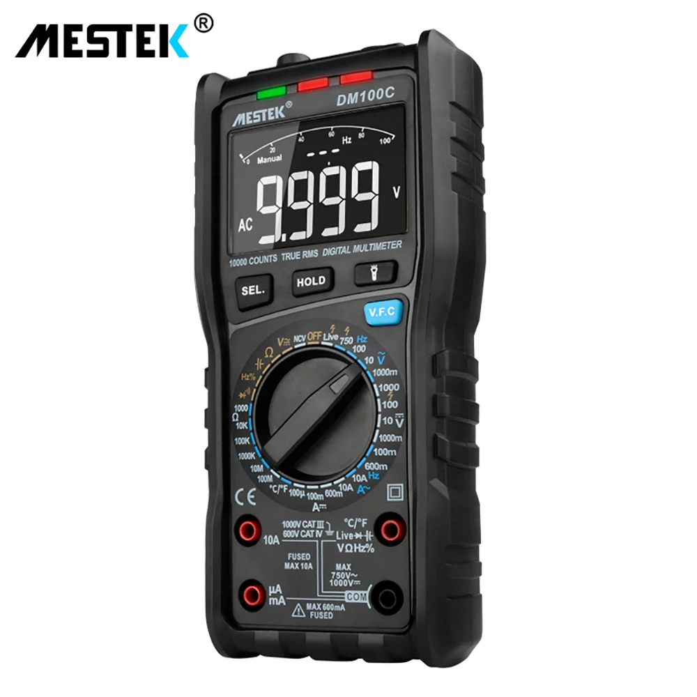 MESTEK DM100C Digital Multimeter Button 10000 Count Multitester