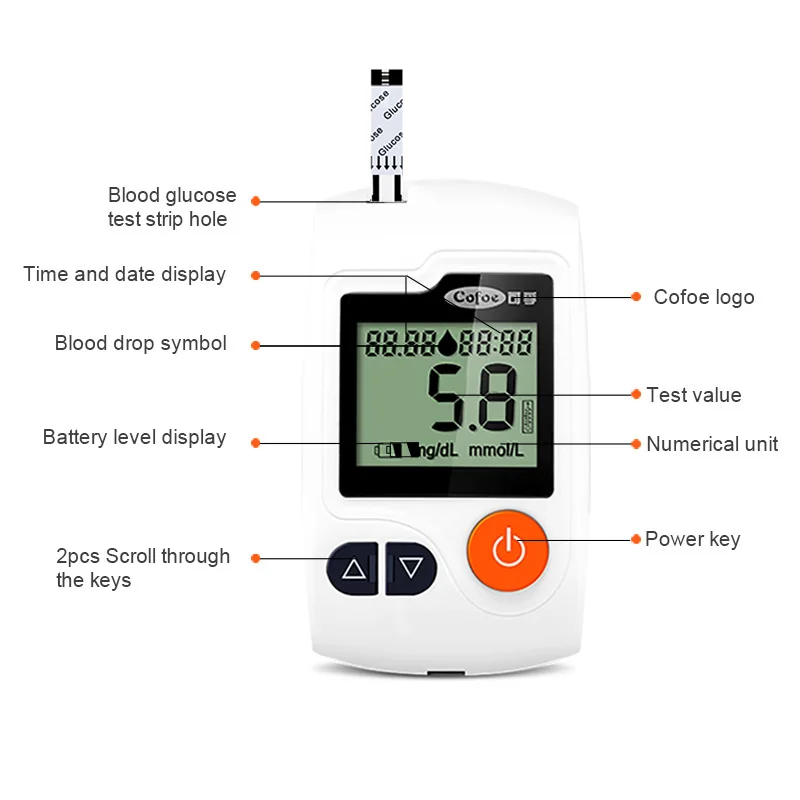 Cofoe yili blood glucose meter & test strips & lancets needle diabetic tester medical blood sugar monitor glucometer for people
