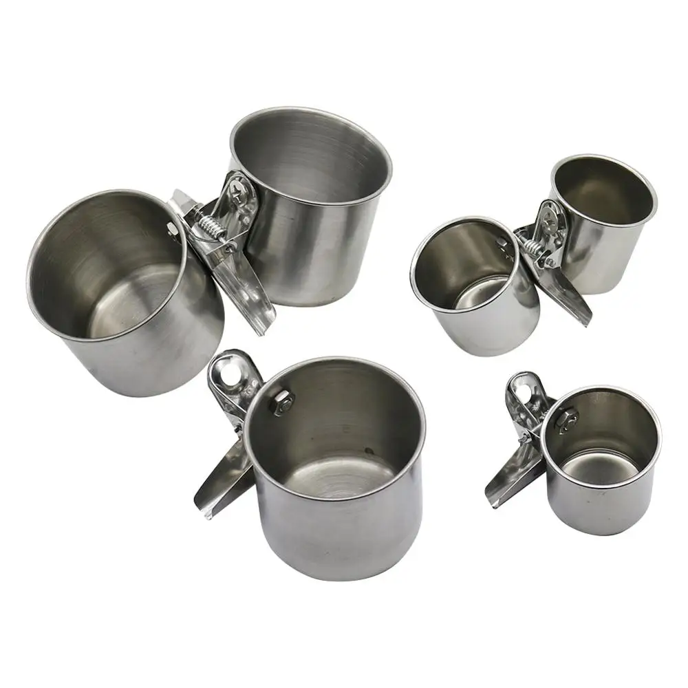 

Bird Stainless Steel Feeding Cups Parrot Pigeon Quail Drinking Bowl Sigle Double Cup Birds Poultry Watering Dispenser Drinker