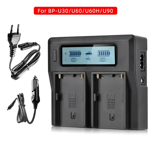New BP-U30 BP-U60 BP-U65 BP-U90 LCD Dual Battery Charger for Sony PMW-100, 50 PMW-160 PMW-200 PMW-300 PMW-EX1 PMW-EX3 PMW-F3