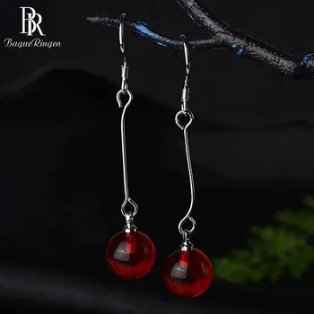 

Bague Ringen Ethnic Silver 925 Jewelry Earrings with round carnelian gemstone long line Earrings fine jewelry for women gift