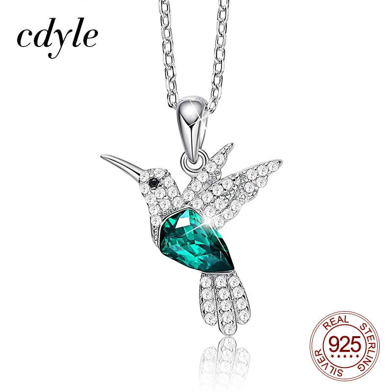 Cdyle Hummingbird ювелирные изделия 925 пробы серебряное звено цепи ожерелье украшено кристаллами женщин кулон