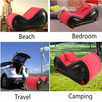 Red Inflatable Sex Sofa Load Carrying Capacity PVC Furniture Air Cushion Furniture Erotic Chair For Couples Women Man Adult Toys 3