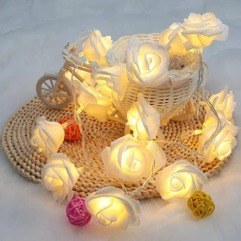 

Rose Flower Led String Lights Led Fairy Lights Garland Usb Christmas Door Decoration Christmas Lights Outdoor Garland Led Kerst