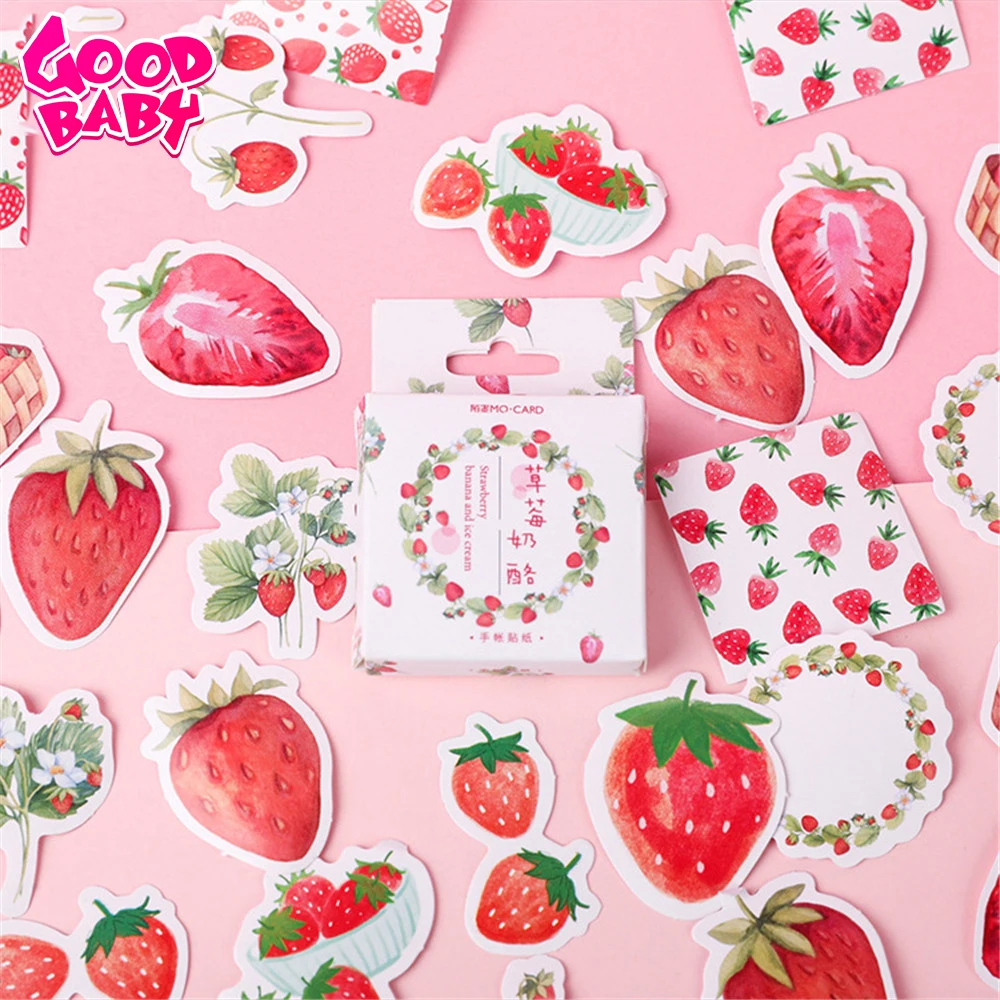 45 шт./компл. kawaii стикер для канцелярских товаров девочек милый клубничный узор