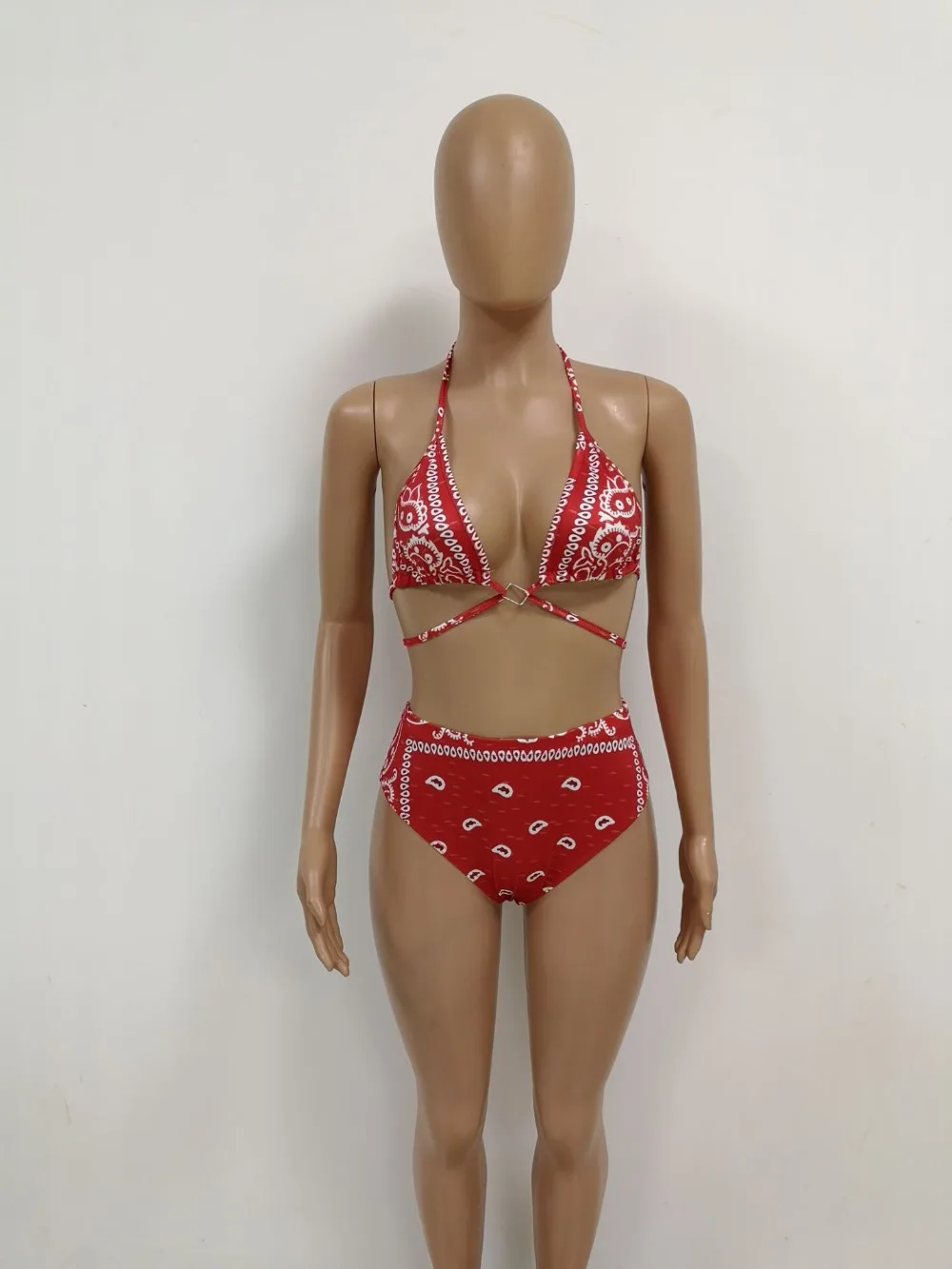 Красная пляжная одежда с принтом комплект из 3 предметов, Летний Бикини, укороченный топ, мини-штаны, длинный кардиган с длинными рукавами,, H9527