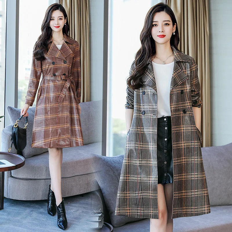 

Retro Pattern Trench Coat Women's Drape Mid-length 2019 Spring And Autumn New Style Korean-style Loose Fashion Coat