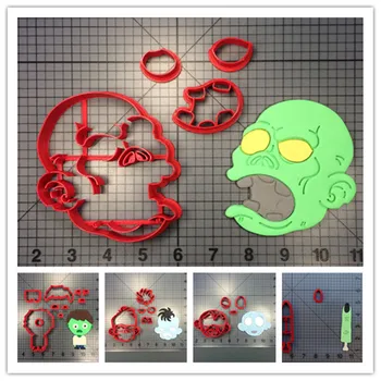 

Halloween zombie face boy girl finger shape fondant cutter for Halloween cakes cupcakes cookies 3D printed PLA fondant cutters