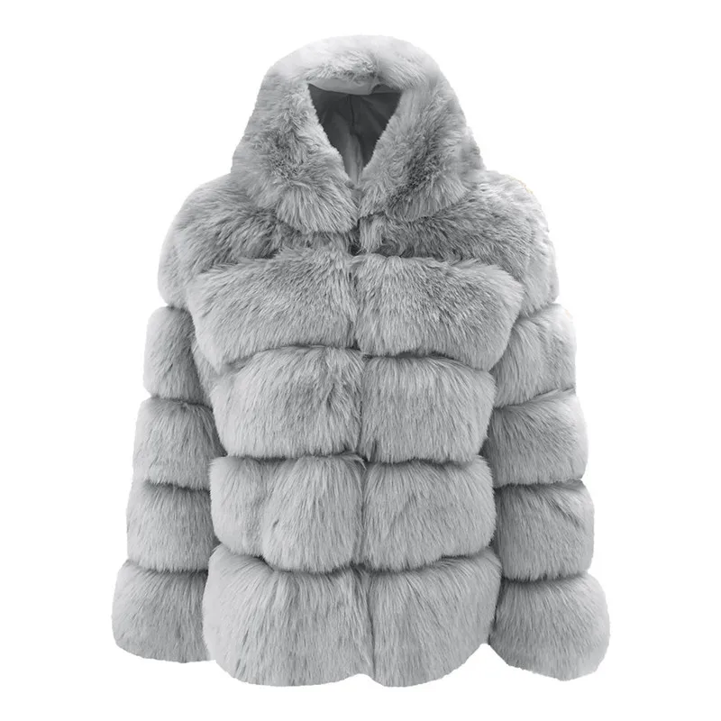 Пальто из искусственного меха женские куртки и пальто женская зимняя куртка с капюшоном из искусственного меха теплая Толстая Верхняя одежда Куртка