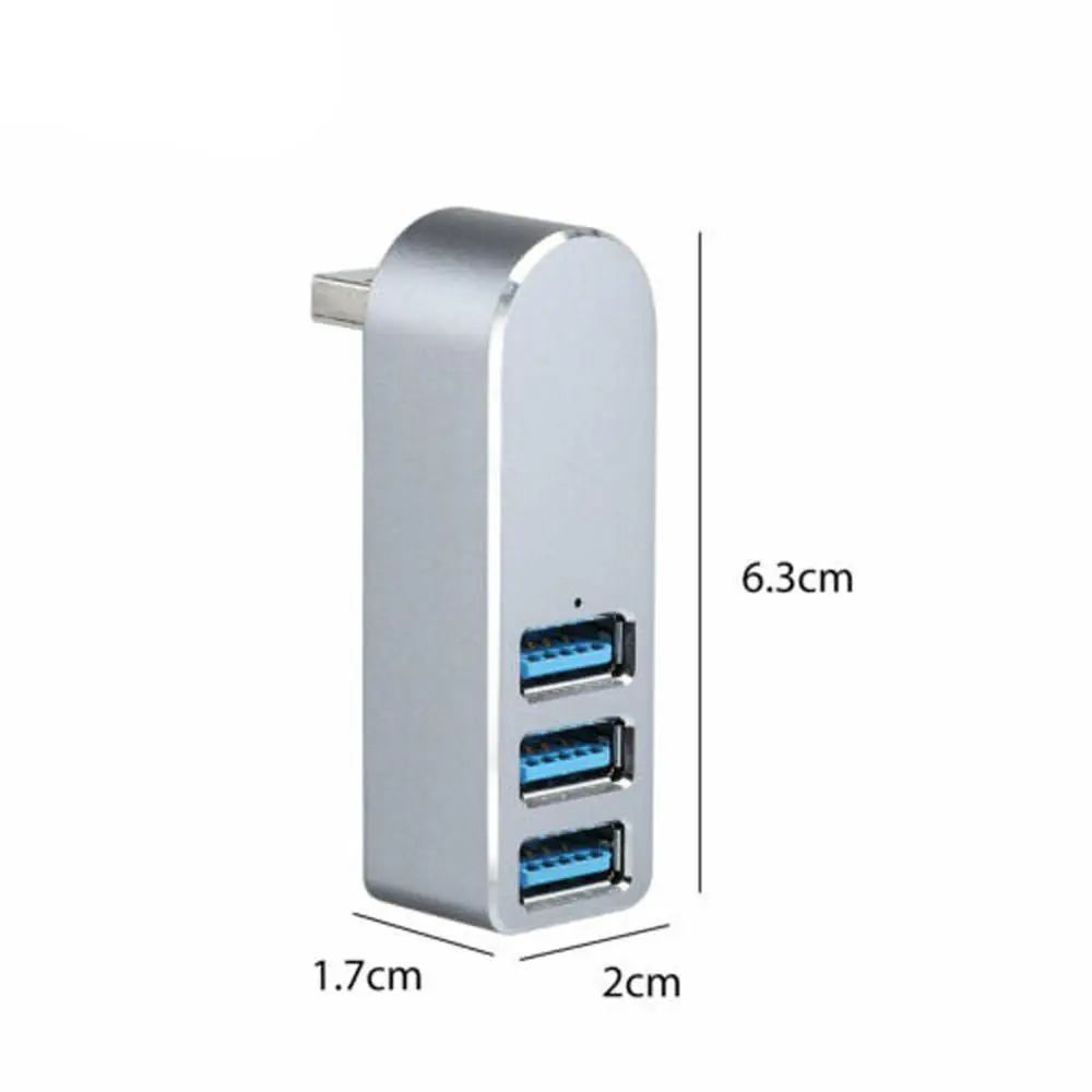 Алюминиевый сплав мини 3 порта USB 3,0 концентратор поворотный USB разветвитель адаптер для ПК ноутбука