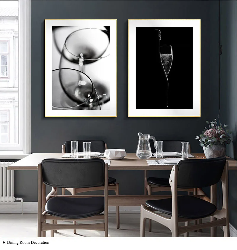 Coffee Wine Bread Kitchen Poster Black White Drink Food Canvas Print Wall Art Painting Picture Dining Room Restaurant Decoration Painting Calligraphy Aliexpress