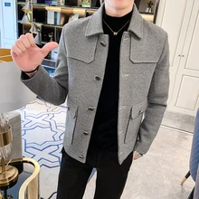 Шерстяное пальто Мужская куртка осенняя и зимняя одежда новая Корейская версия приталенной куртки повседневная трендовая шерстяная мужская одежда