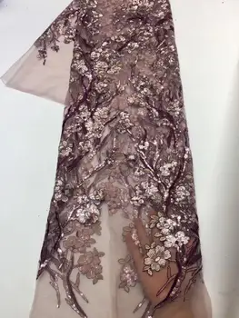 

Latest cheap 5 yards French Lace Fabrics Sequins African Tulle Lace African Lace Fabric for Wedding FZ-123
