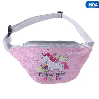 

1 PC Unicorn Sequined Printed Waist Bag Women Girls Cartoon Runing Pockets Women Girls Multi-function Pack Money Waist Bag New