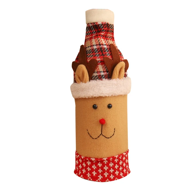 Reindeer 100 шт Рождественская Крышка для бутылки вина Новогодний подарок держатель для сумки декор стола рождественские украшения для дома вечерние сумки для хранения ужина - Цвет: Reindeer