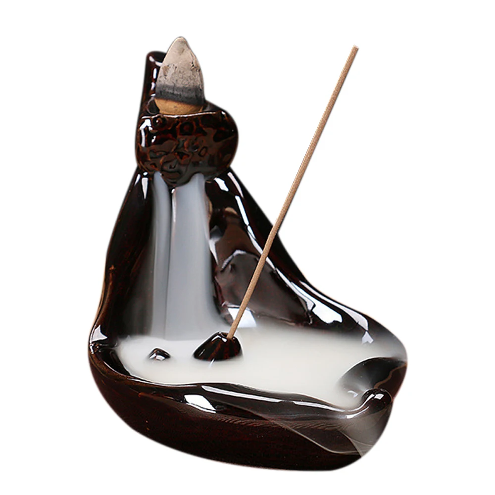 Porcelain Censer Backflow Buddhist Censer Burner Incense Censer Holder Ceramic Antique Desktop Yoga Bedroom Decoration Relax