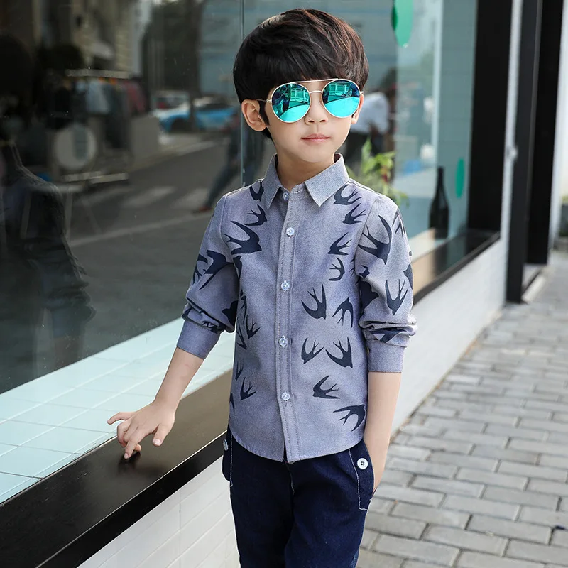 

Spring And Autumn Shirt Children 2019 New Style BOY'S Childrenswear Cotton Shirt Big Boy Korean-style Boy Slim Fit Casual Class