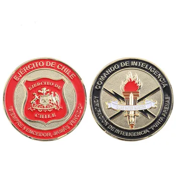 

Commemorative Custom Gold Coin Intelegencia Gold Plated Challenge Coin CHILE for Souvenir Welcom to Customize your coin