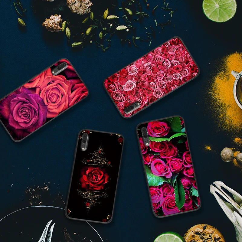 Садовые красные розы цветы для huawei Honor 6A 7A 3GB Pro 7X 8X 9X 8 9 10 Lite Note View 20 силиконовый