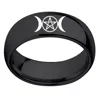 Stainless Steel Triple Moon Goddess Wicca Pentacle Ring Crescent Moon Pentagram Pagan Rings For Women Men Jewelry Freeship 3